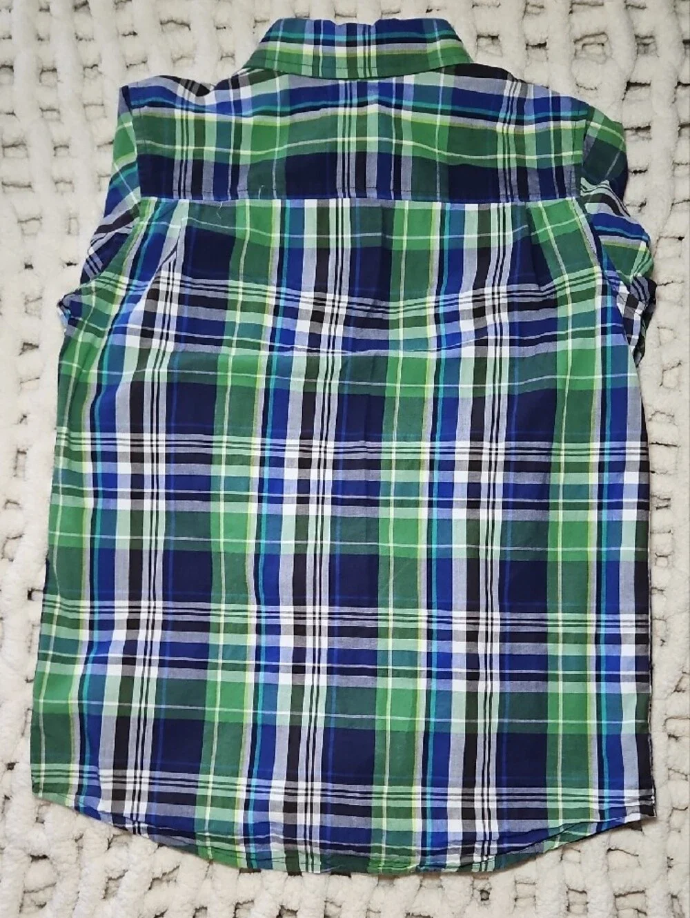 Boys Big Kids Red Thermal Top & Green Blue Plaid Button-Down Shirt Lot L/XL